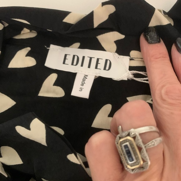 NWT EDITED meike black and white heart pattern blouse size eu 34 us size small - Picture 2 of 10